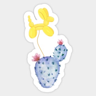 Purple Cactus Yellow Dog Balloon Sticker